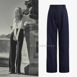 Anthropologie Favorite Daughter Navy Pinstripe Tailored Trouser Pants 14 NWT